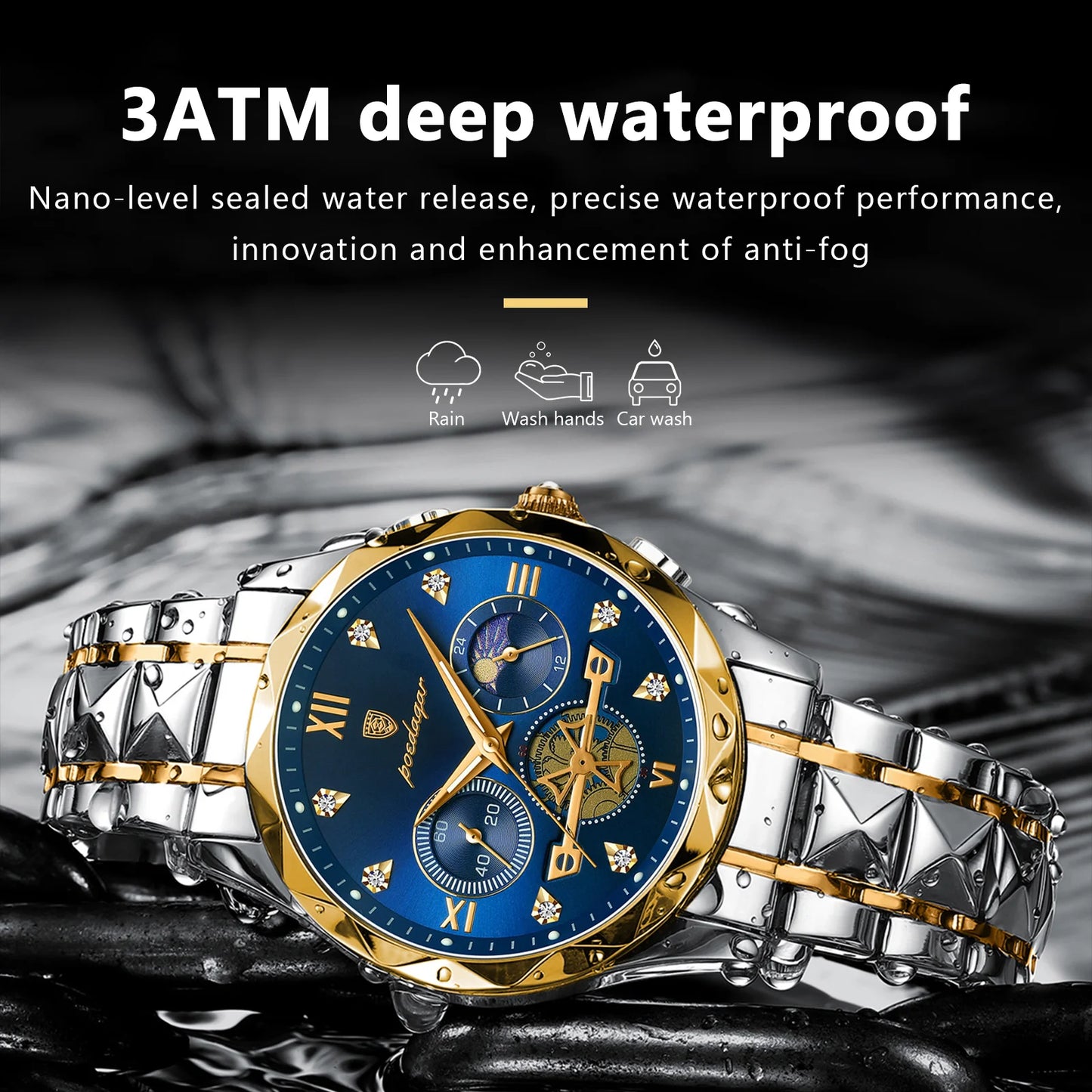 Luxury Man Wristwatch Waterproof Luminous Stainless Steel