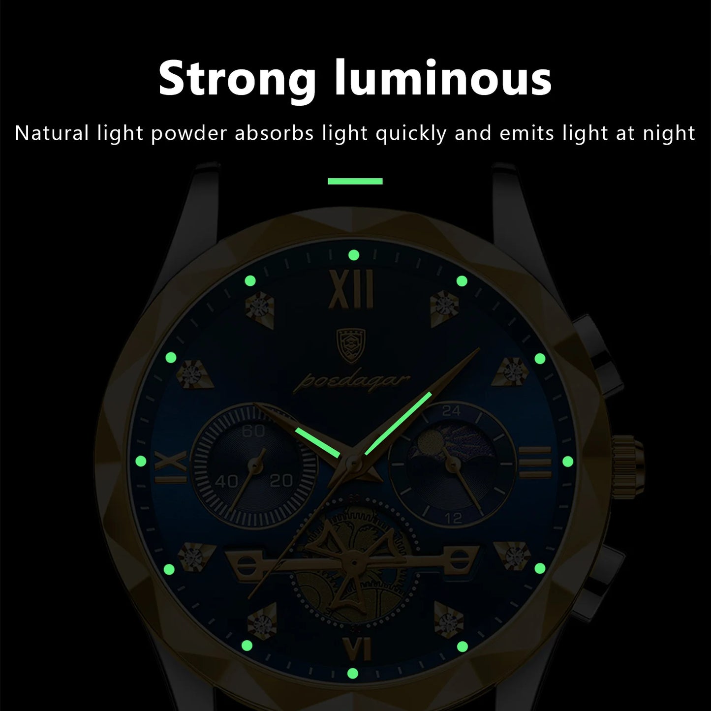 Luxury Man Wristwatch Waterproof Luminous Stainless Steel