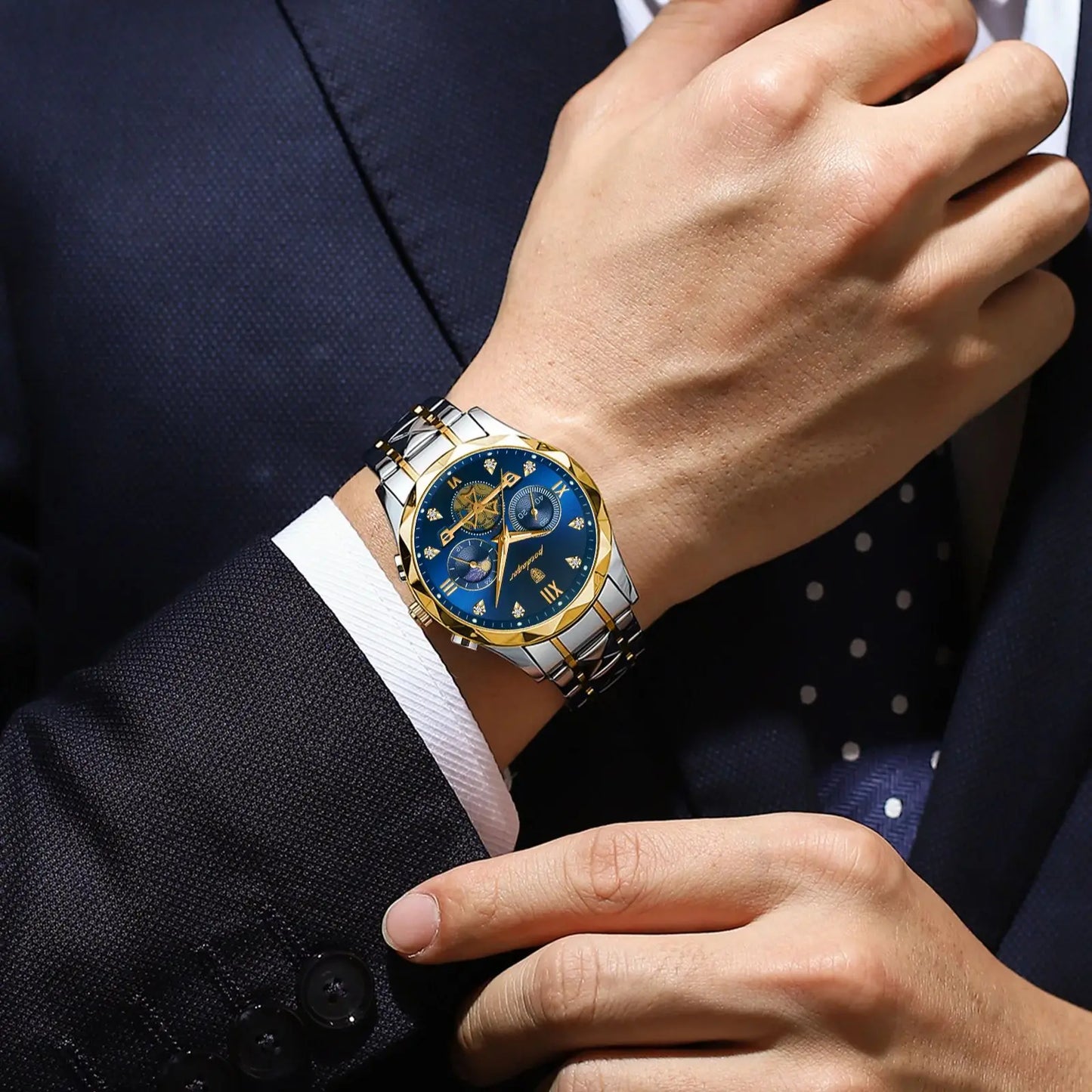 Luxury Man Wristwatch Waterproof Luminous Stainless Steel