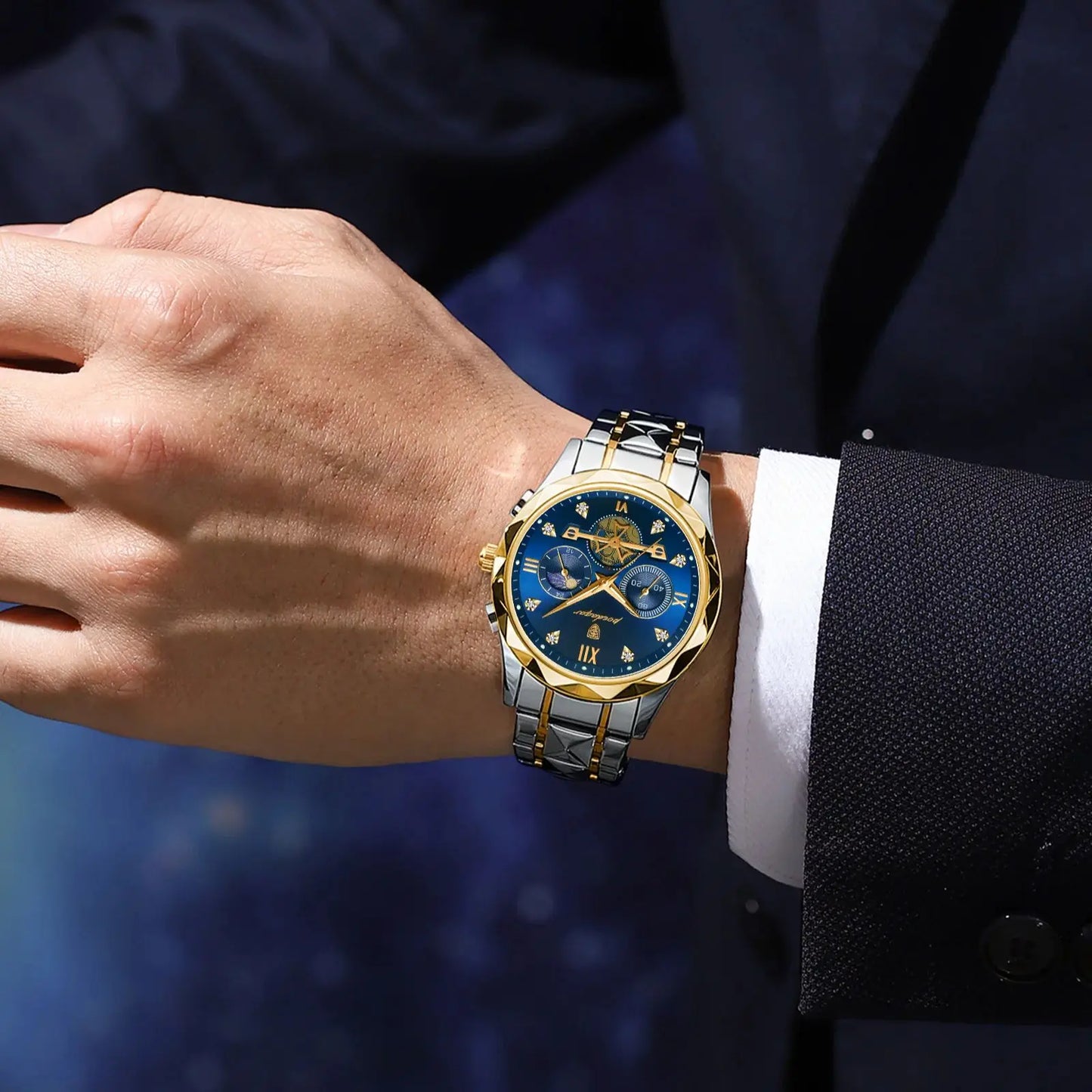 Luxury Man Wristwatch Waterproof Luminous Stainless Steel